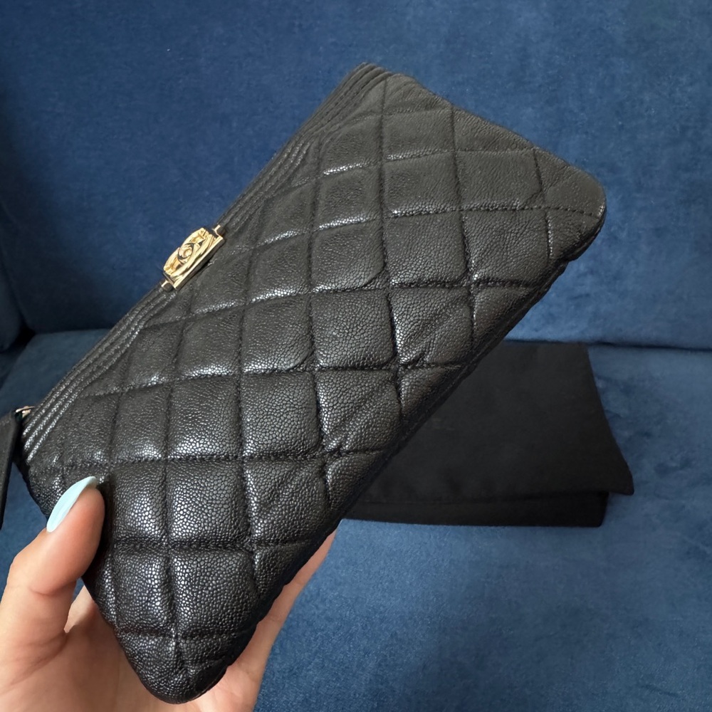 CHANEL Caviar Quilted Small Boy Pouch Case Black - Picture 9 of 9